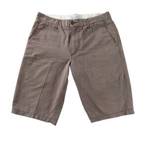 GRIFFITH Shorts Men's Flat Front Slash Pockets Pinstriped Bermudas Brown 30